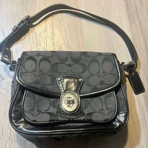 Coach Black Signature Penny Flap Shoulder Bag Y2K